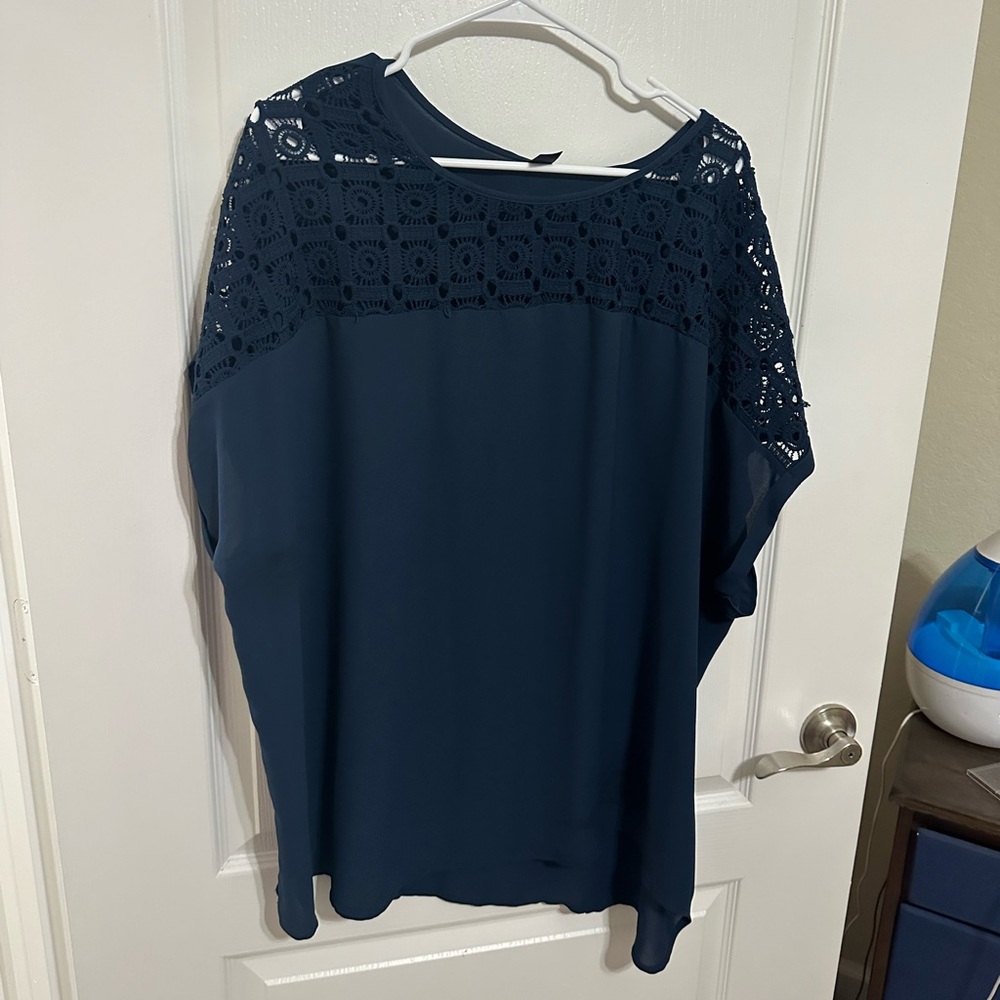 Emory Rose Navy Top with lace